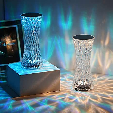 Touch Control Crystal Table Lamp,16 Color Changing Diamond Bedside Lamp,USB Charging Acrylic Crystal Lamp,LED Night Light Crystal Diamond Table Lamp,Bedroom,Living Room,Office Decoration