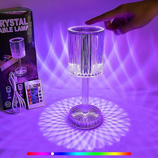 RGB Crystal Table Lamp,Diamond Lamp Multi-Color Remote Control,Touch Dimmable Table Light,USB Charging Romantic Acrylic LED Night Light Modern Home Decoration (Acrylic)