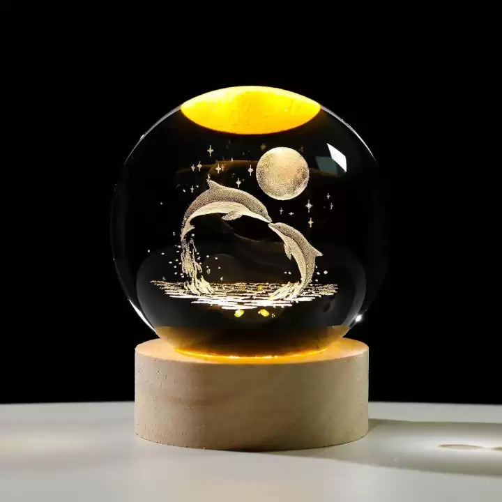 Crystal Ball Night Light Glowing Planet Galaxy  3d Moon Table Lamp Usb (random Design)