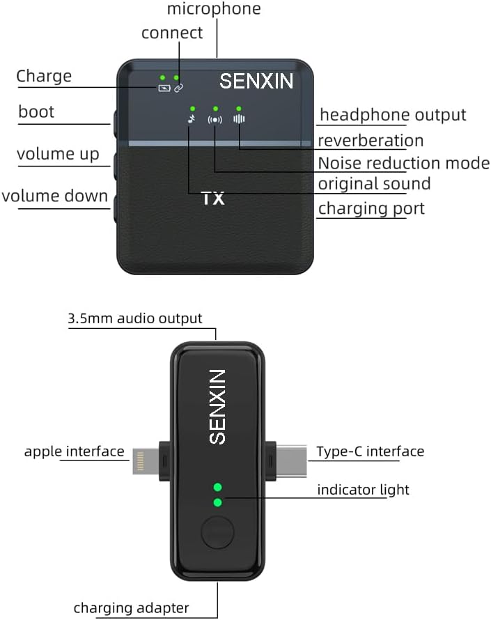 3 in 1 Square Wireless Lavalier Microphones for iPhone Android Speaker Camera