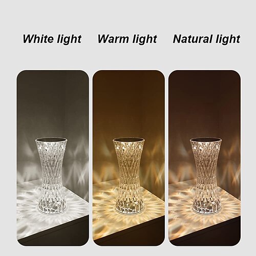 Touch Control Crystal Table Lamp,16 Color Changing Diamond Bedside Lamp,USB Charging Acrylic Crystal Lamp,LED Night Light Crystal Diamond Table Lamp,Bedroom,Living Room,Office Decoration