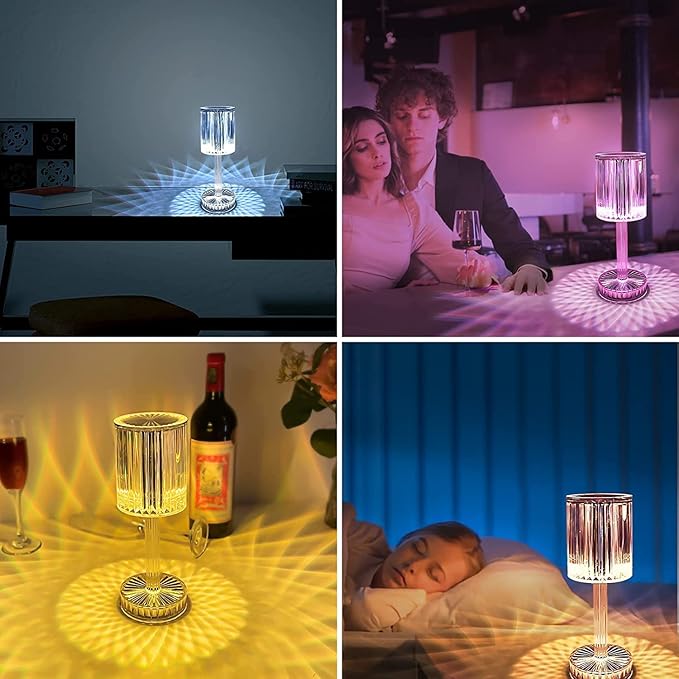 RGB Crystal Table Lamp,Diamond Lamp Multi-Color Remote Control,Touch Dimmable Table Light,USB Charging Romantic Acrylic LED Night Light Modern Home Decoration (Acrylic)