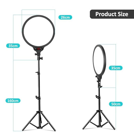 26CM Led Round Panel Light with 9 FEET Tripod Stand and Phone Holder